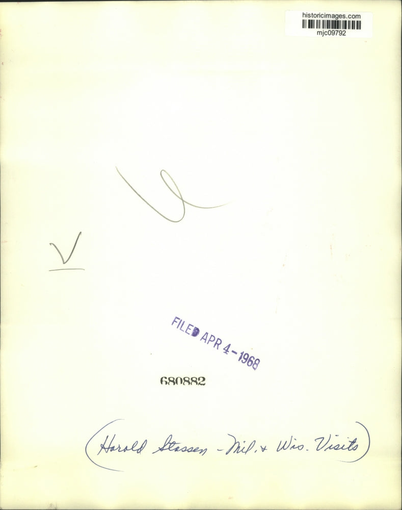 1968 Press Photo Harold Stassen visits Milwaukee,Wisconsin - mjc09792