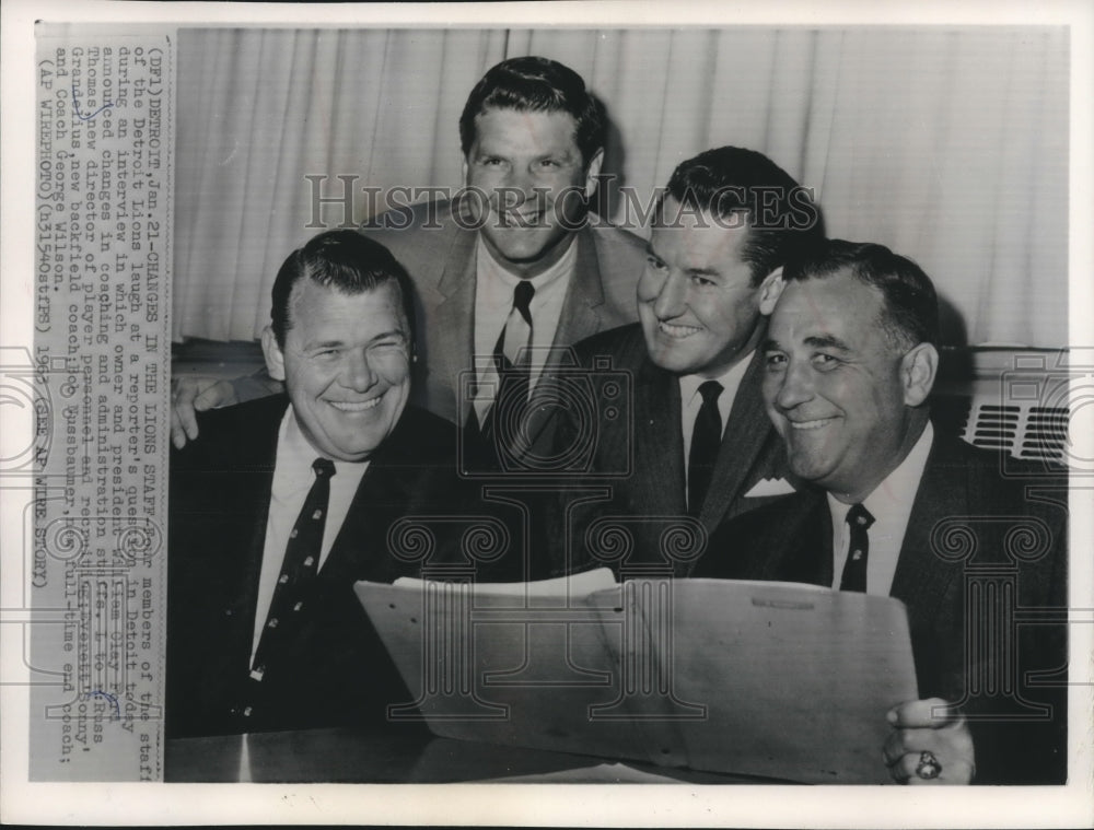1963 Press Photo Coach George Wilson & Detroit Lions Staff, Detroit Michigan