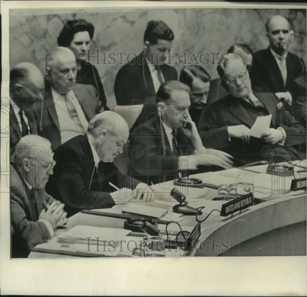 1961 Press Photo UN Sec. Gen. Dag Hammarskjold presides over council meeting- Historic Images