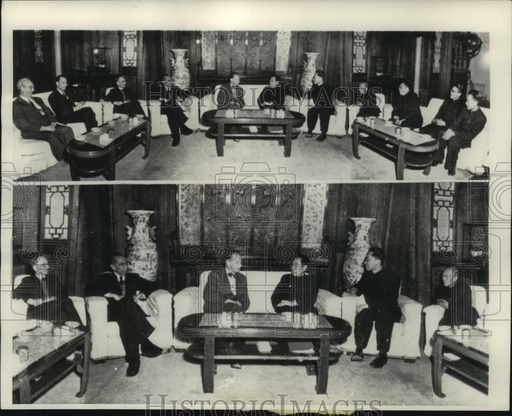 1955 Press Photo UN Sen. Gen. Dag Hammarskjold at meeting with China&#39;s Premier- Historic Images