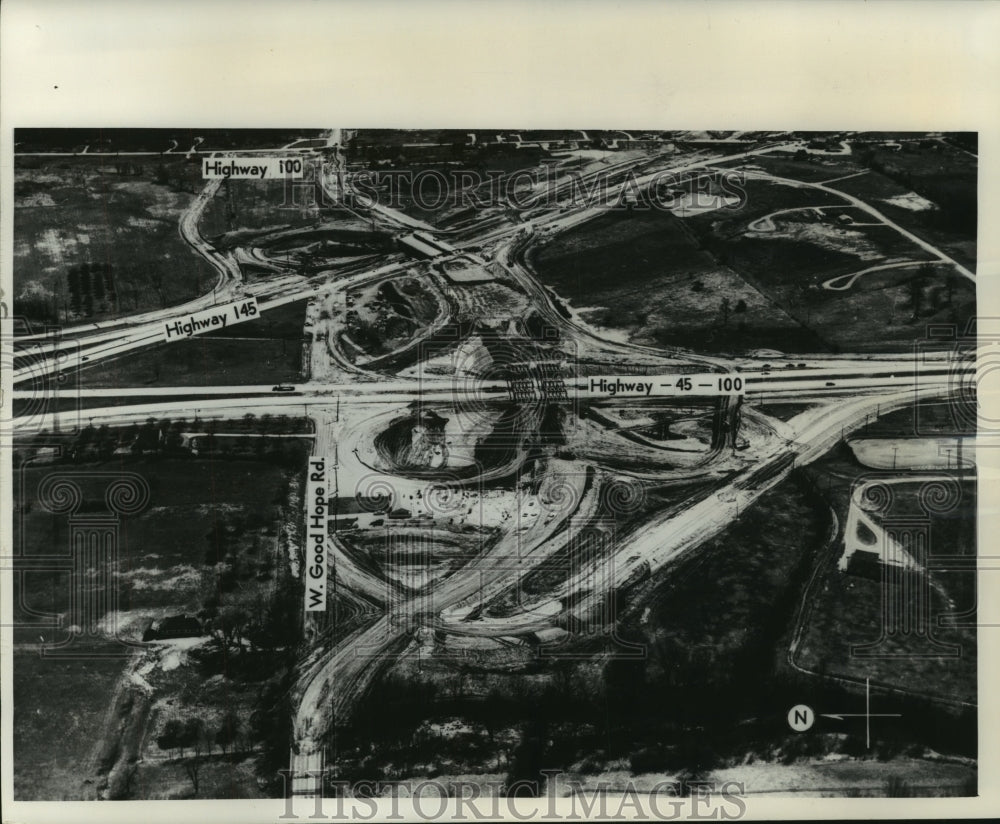 1964 Press Photo Bridges under construction to fix traffic hazard area Wisconsin- Historic Images