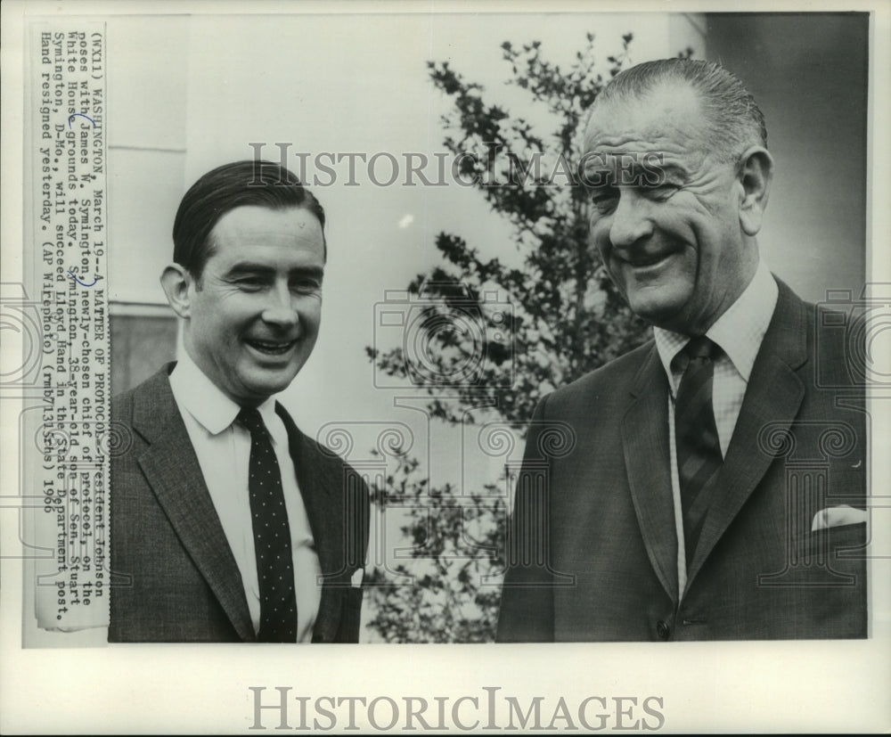 1966 Press Photo President Lyndon Johnson &amp; James W. Symington, Washington