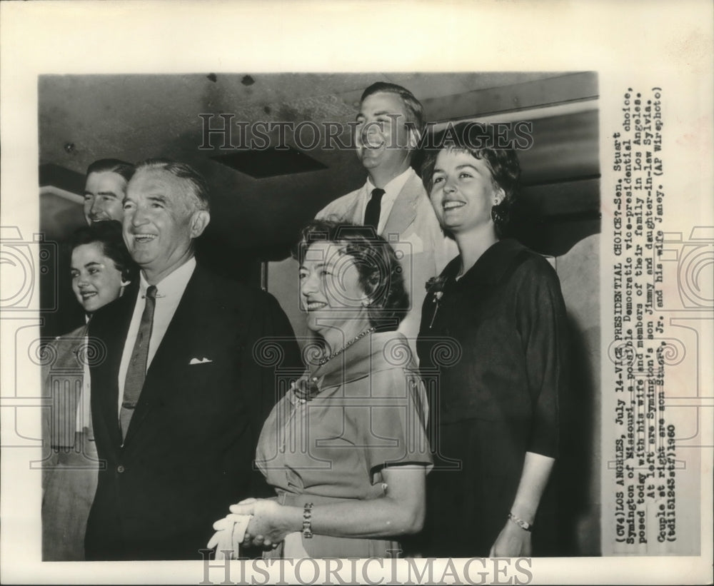 1960 Press Photo VP candidate Senator Stuart Symington and family in Los Angeles- Historic Images