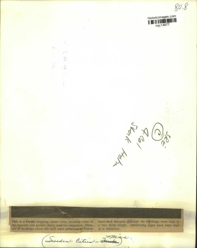 1964 Press Photo Farsta shopping Center, Sweden - mjc14677