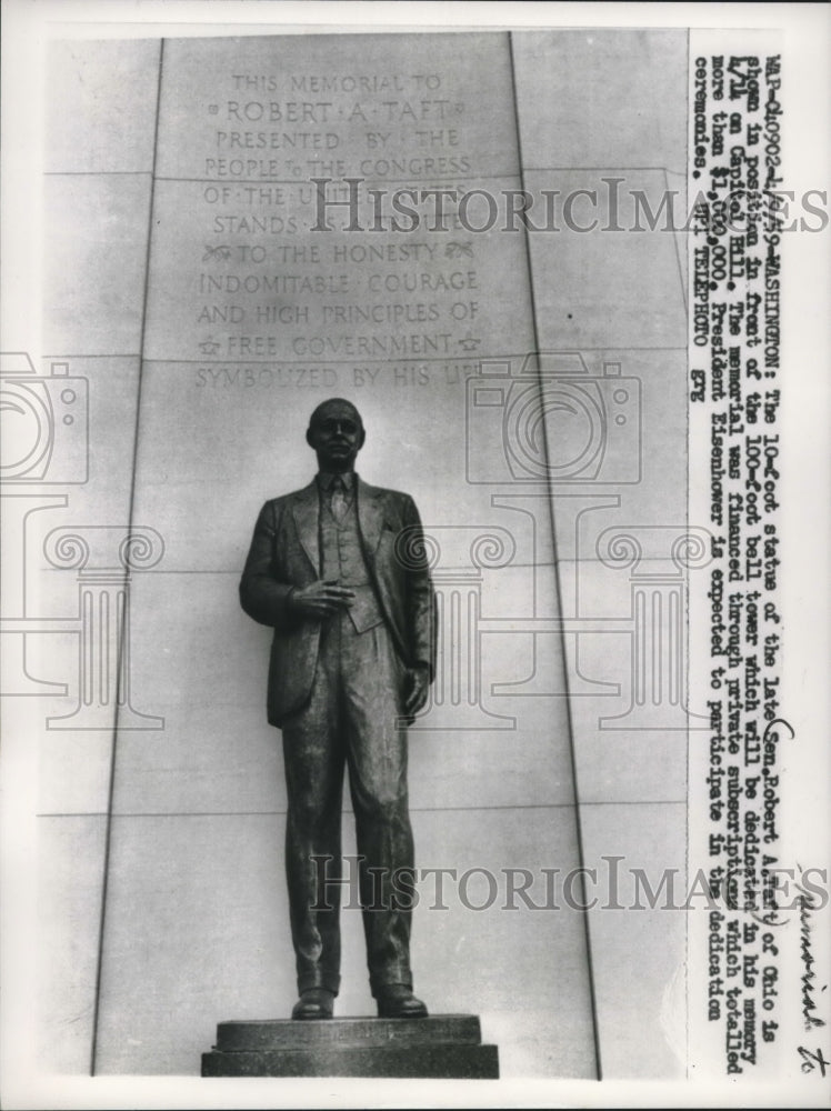 1959 Press Photo Statue of Senator Robert Taft of Ohio on Capitol Hill- Historic Images