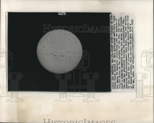 1958 Press Photo Giant spots on the surface of the sun - mjc15487- Historic Images