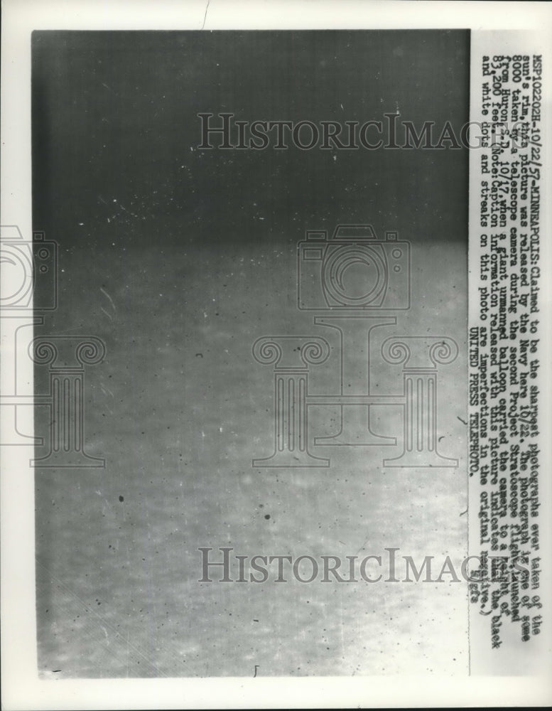 1957 Press Photo The sun&#39;s rim taken by the Navy&#39;s Project Stratoscope flight- Historic Images