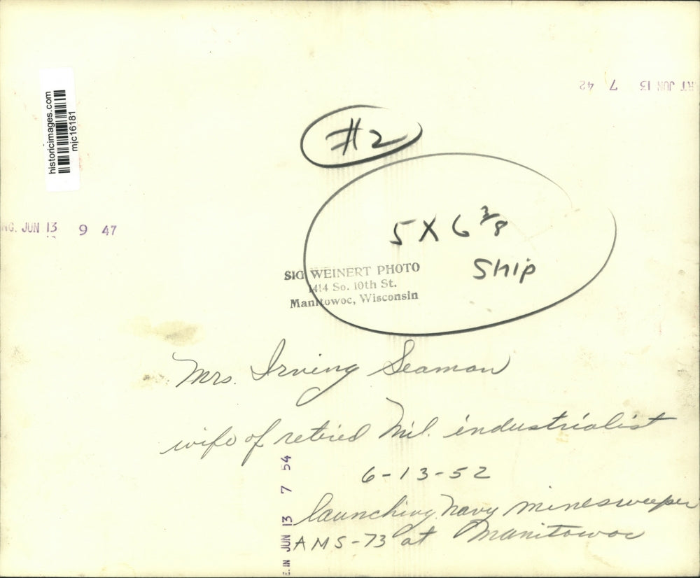 1952 Press Photo Mrs. Irving Seaman, wife of retired Milwaukee industrialist