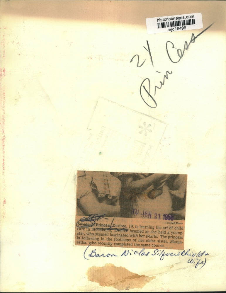 1958 Press Photo Swedish princess Desiree learns childcare in Stockholm