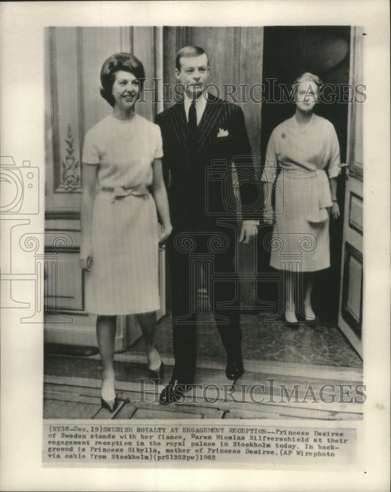 Load image into Gallery viewer, 1963 Press Photo Princess Desiree of Sweden and Baron Nicolas Silfverschoild
