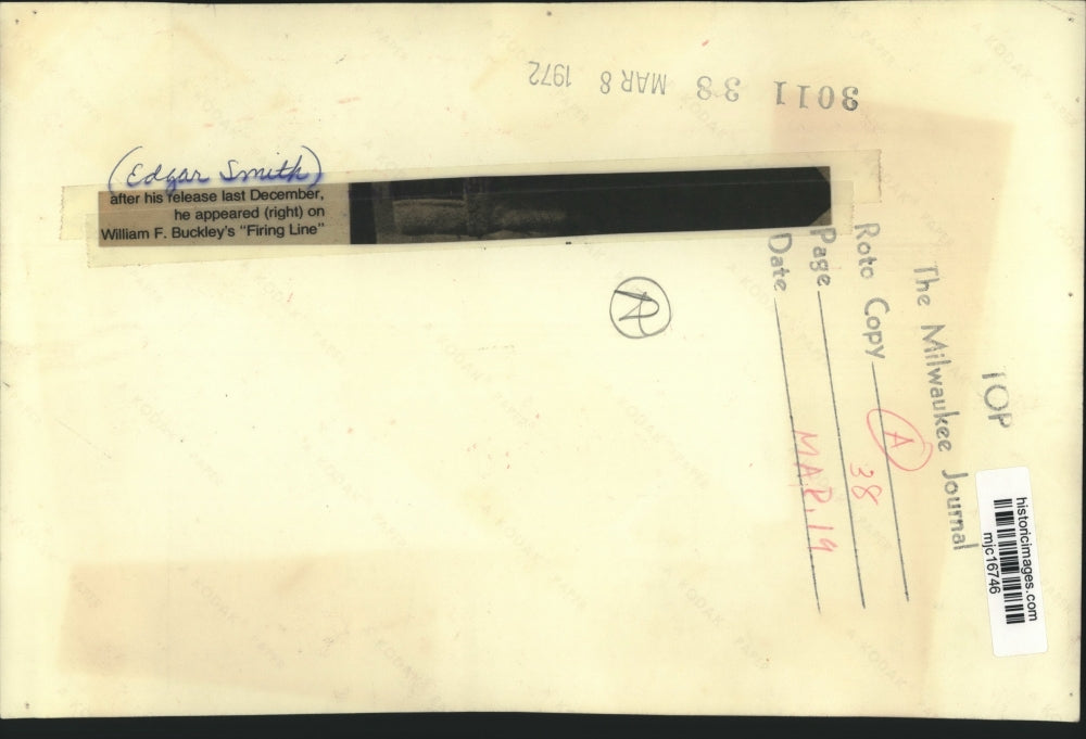 1972 Press Photo Edgar Smithon appeared on "Firing Line" - mjc16746