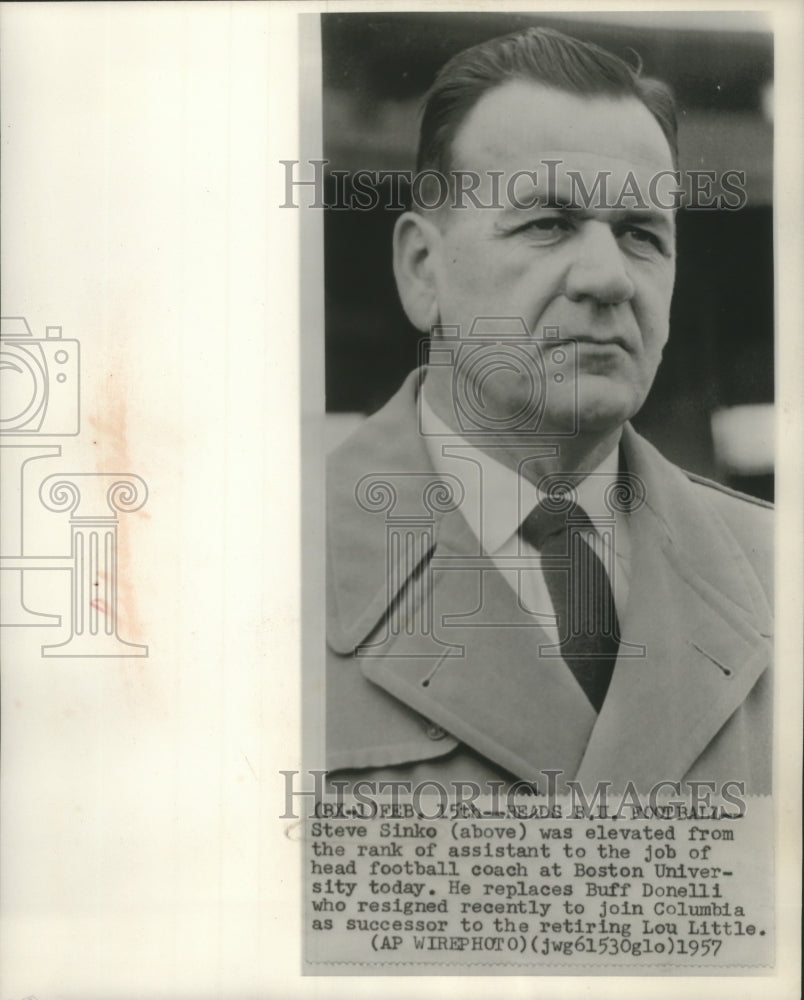 1957 Press Photo Steve Sinko, new head football coach at Boston University- Historic Images