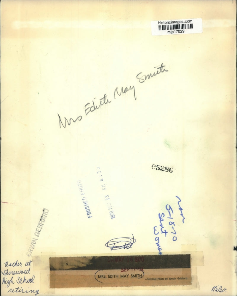 1970 Press Photo Mrs. Edith May Smith, teacher at Shorewood High School