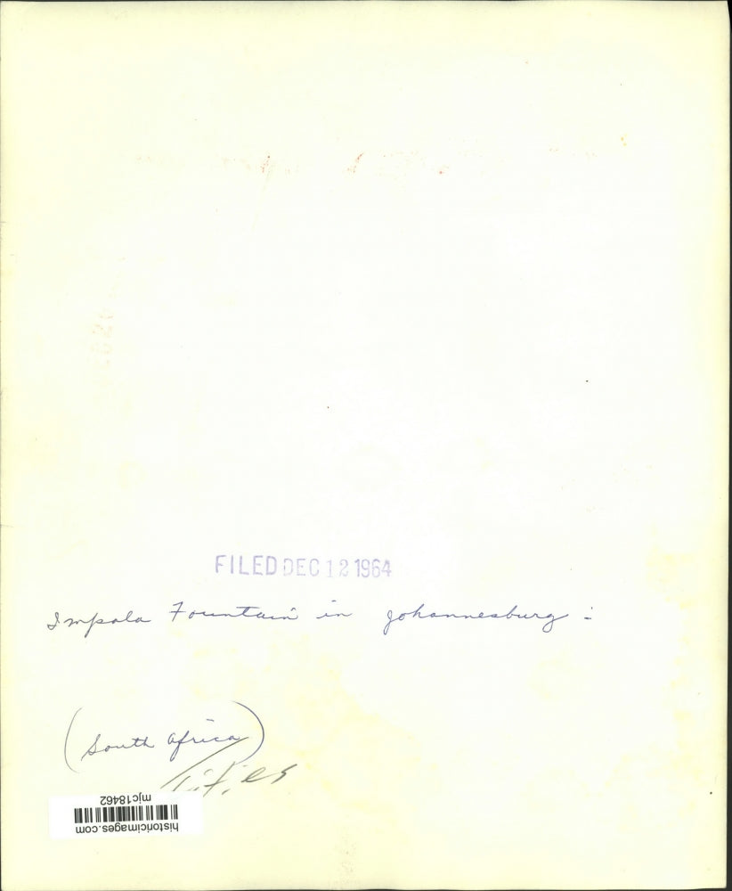 1964 Press Photo Impala Fountains in Johannesburg, South Africa - mjc18462