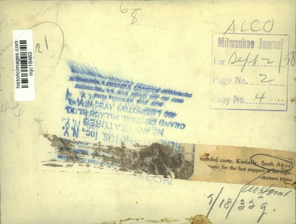 1935 Press Photo Kimberly, South Africa - mjc18463