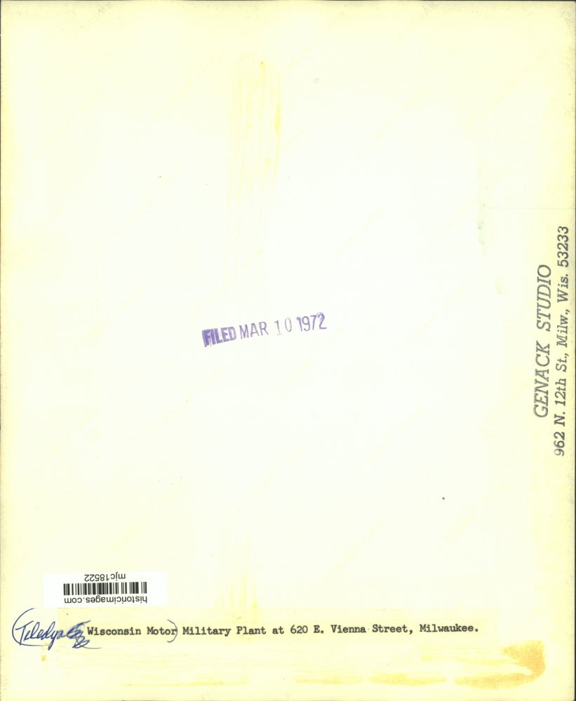 1972 Press Photo Teledyne Wisconsin Motor Military Plant in Milwaukee