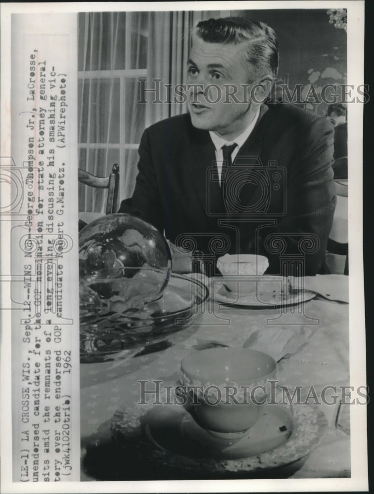 1962 Press Photo George Thompson Jr. state attorney general, Wisconsin