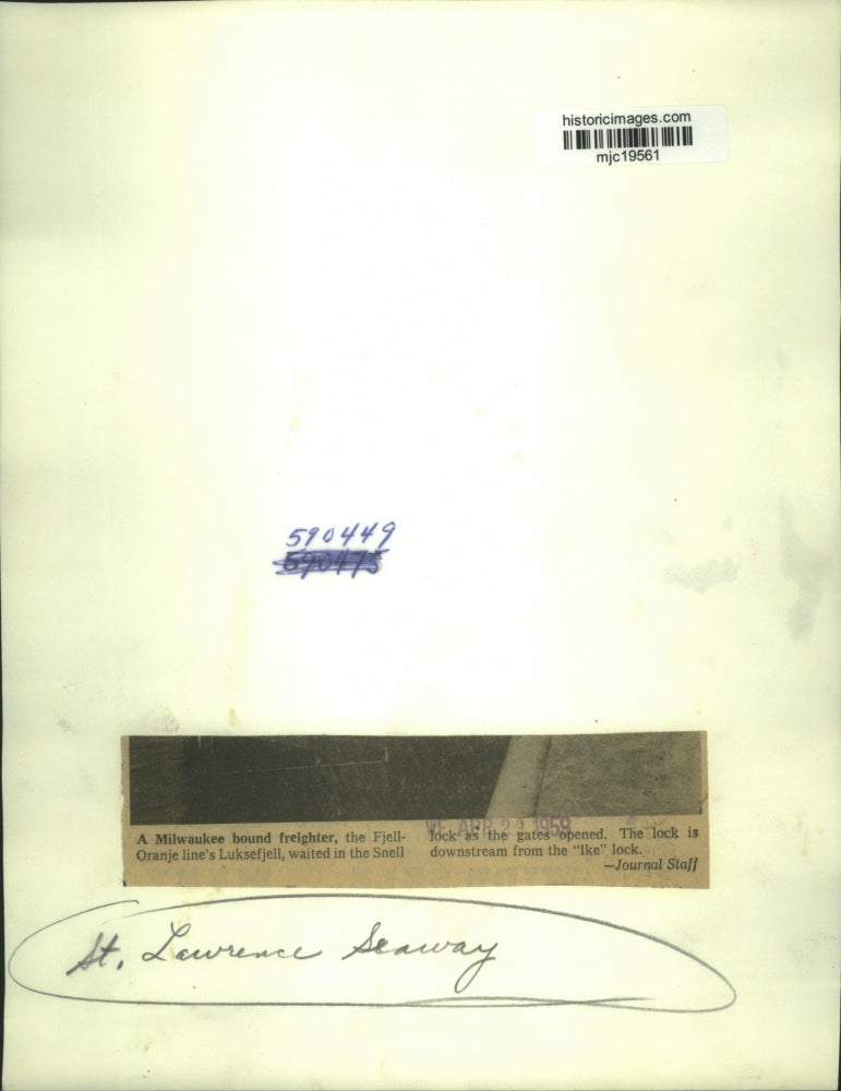 1959 Press Photo Fjell Oranje line Luksefjell ship, St.ÃƒÆ’Ã¢â‚¬Å¡ÃƒEšÃ‚Â Lawrence Seaway