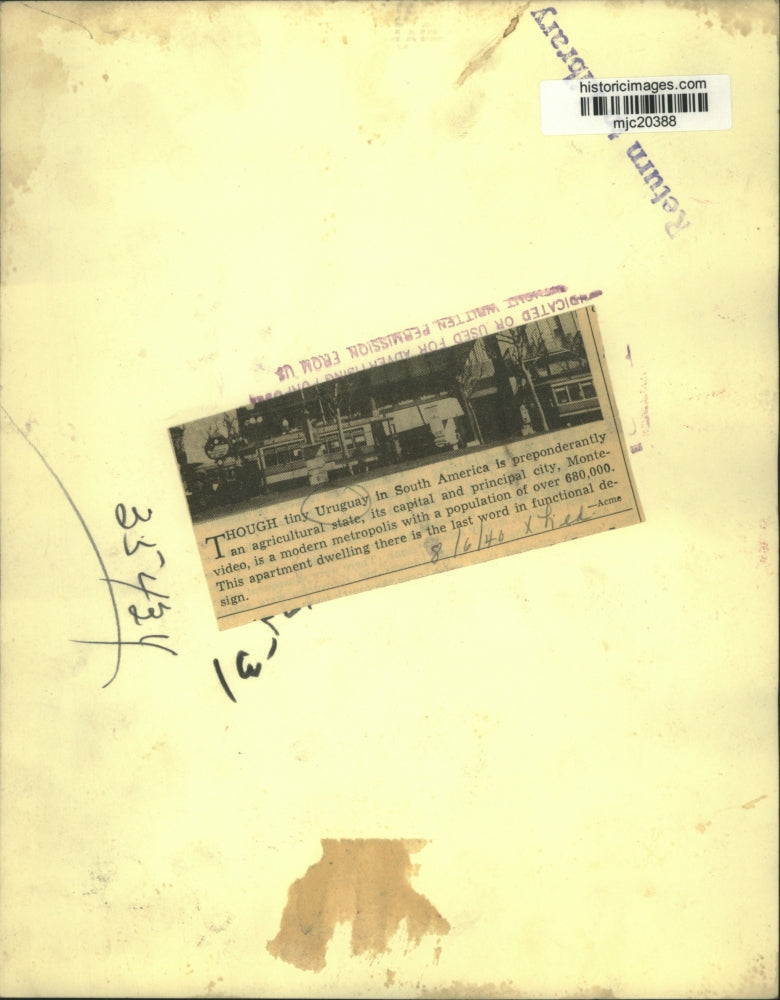 1940 Press Photo Functional Apartment Dwelling in Populated Montevideo, Uruguay