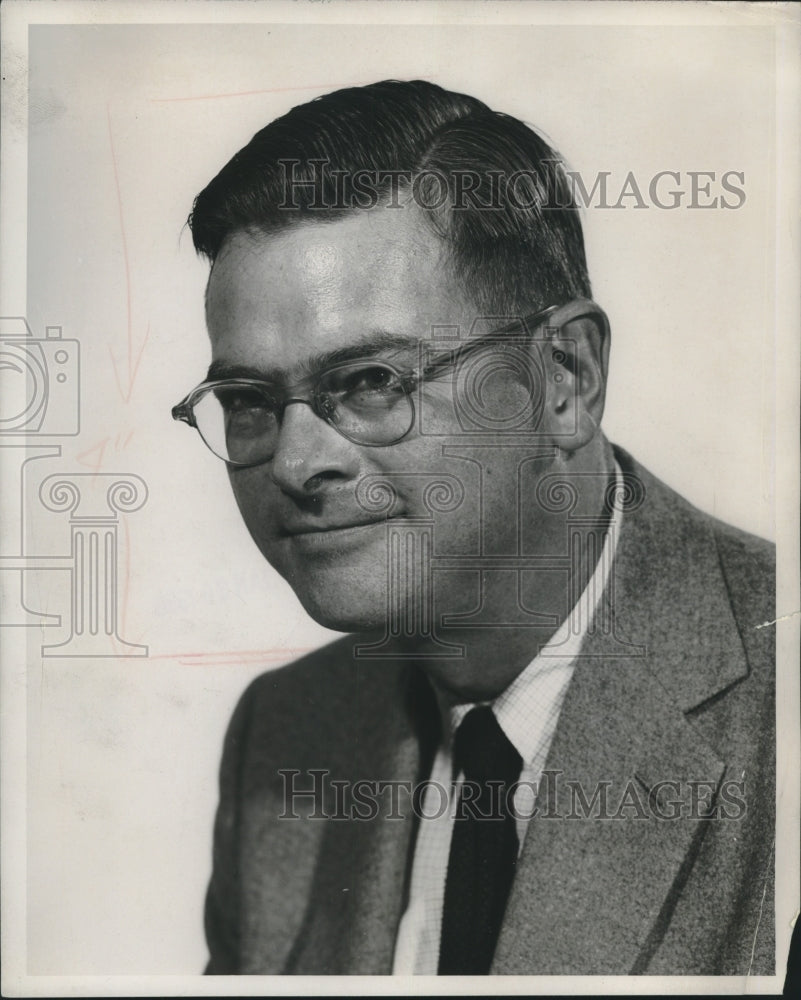 1956 Press Photo William &#39;Bill&#39; Schroeder, Journal employee- Historic Images