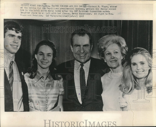 1968 Press Photo Richard M. Nixon and family at GOP National Convention, Florida- Historic Images