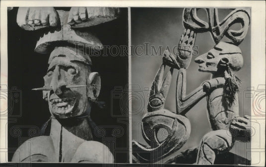 1962 Press Photo Primitive Artwork Collected in Dutch New Guinea By Rockefeller
