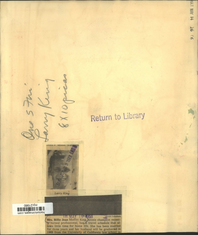 1967 Press Photo Billie Jean King and husband Larry King - mjc21980