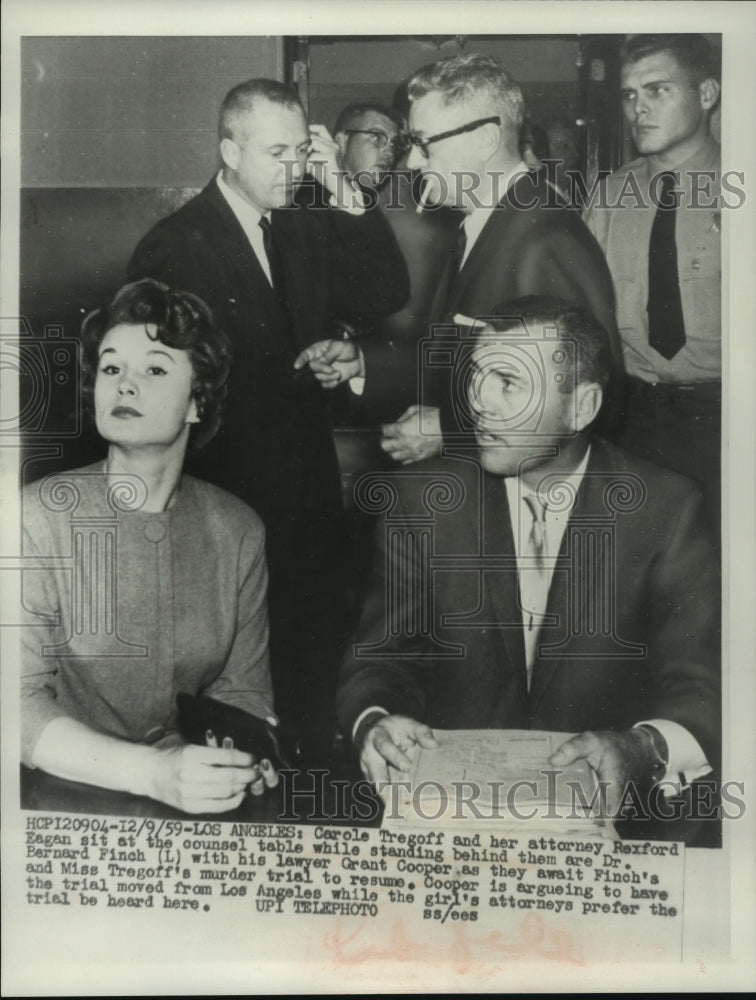 1959 Press Photo Carole Tregoff And Rexford Eagan Sit At Table In Los Angeles- Historic Images