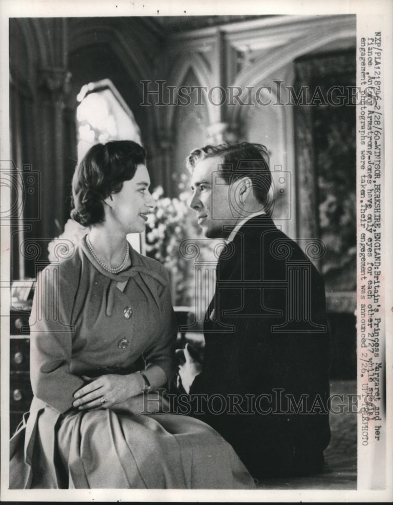 1960 Press Photo Princess Margaret with fiance, Antony Armstrong-Jones, England
