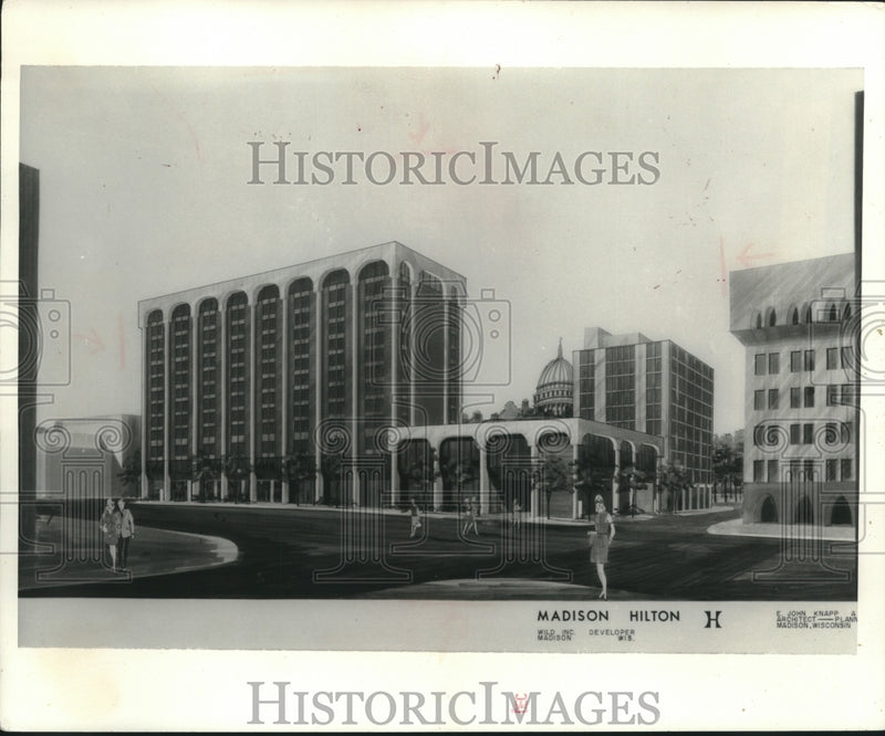 Load image into Gallery viewer, 1972 Press Photo Artist's drawing, Hilton Hotel, Madison Wisconsin - mjc24181
