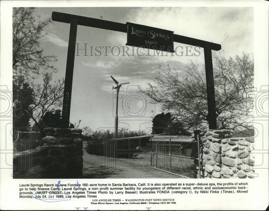 1989 Press Photo Jane Fonda's Laurel Springs Ranch Santa Barbara, California- Historic Images