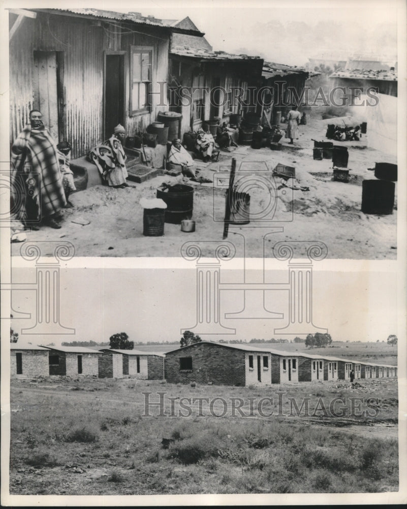 1955 Press Photo Old And New Quarters For Natives In Sofiatown, South Africa- Historic Images