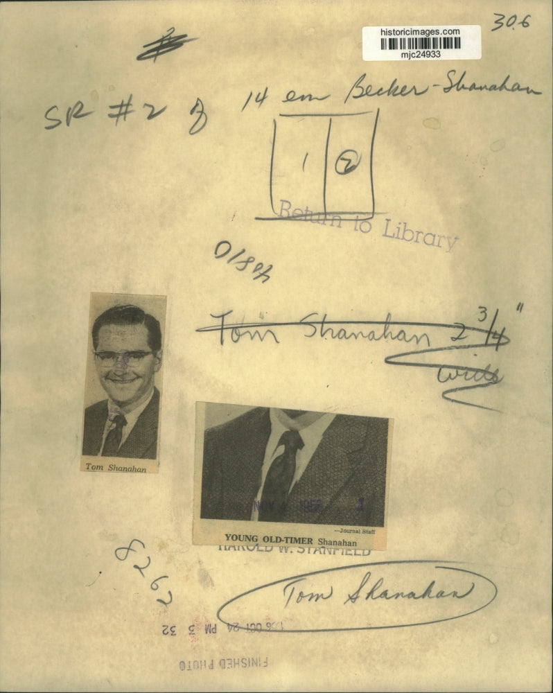 1956 Press Photo Tom Shanahan - mjc24933