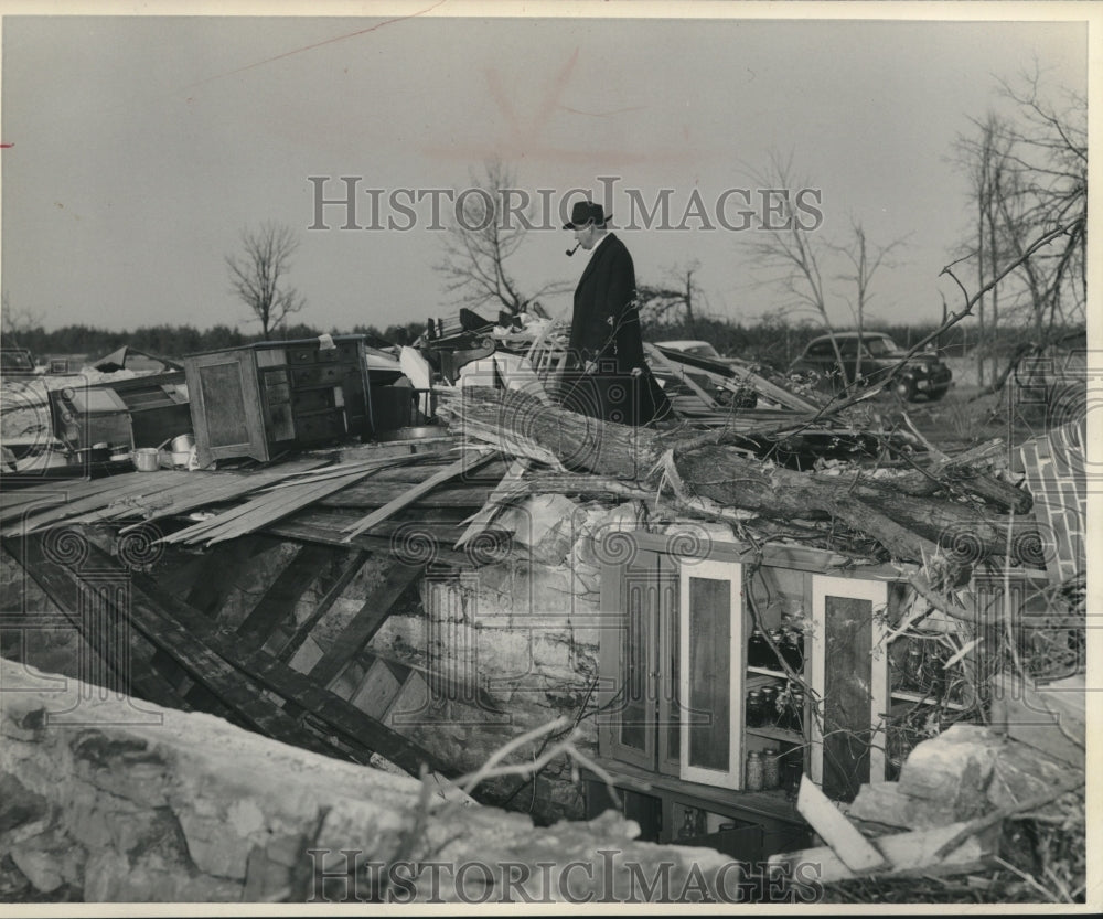 1957 Press Photo Devastation Caused by Tornado in Portage County, Wisconsin- Historic Images