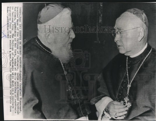 1963 Press Photo Eugenio Cardinal Tisserant & Francis Cardinal Spellman, confer- Historic Images