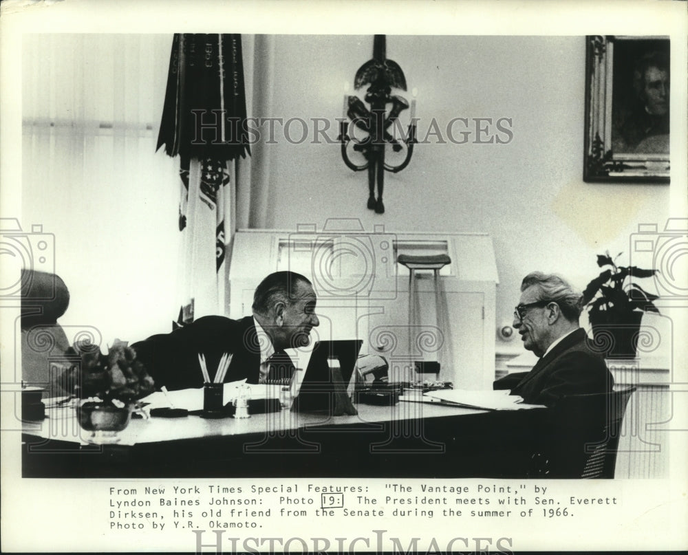 1966 Press Photo President Lyndon B. Johnson with Senator Everett Dirksen- Historic Images