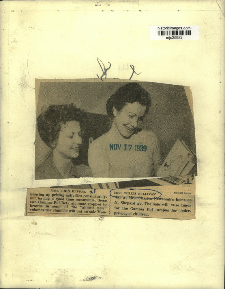 1939 Press Photo Mrs. John Beffel & Mrs. Willis Sullivan assist with fund raiser