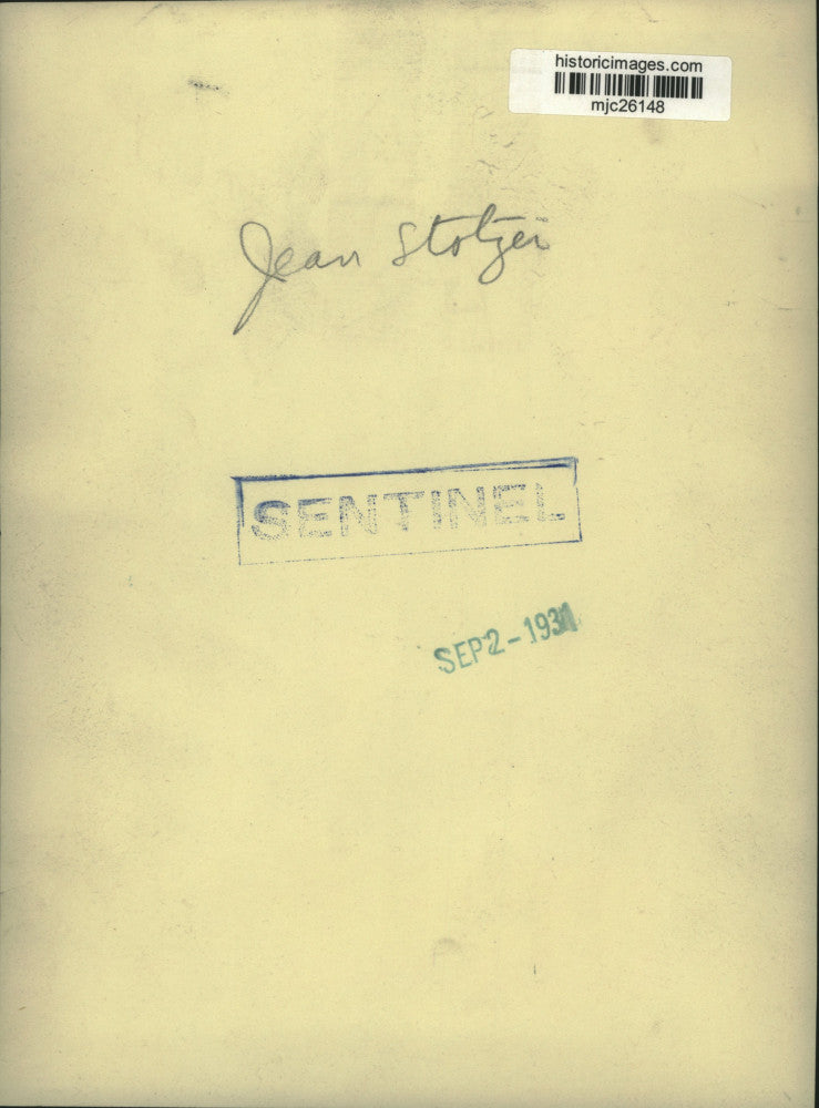 1931 Press Photo Jean Stotzer, socialite - mjc26148