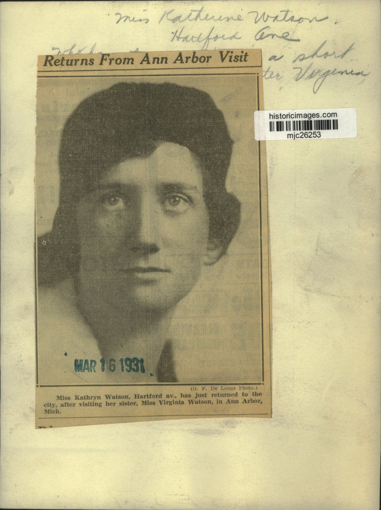 1931 Press Photo Miss Kathryn Watson, Wisconsin - mjc26253