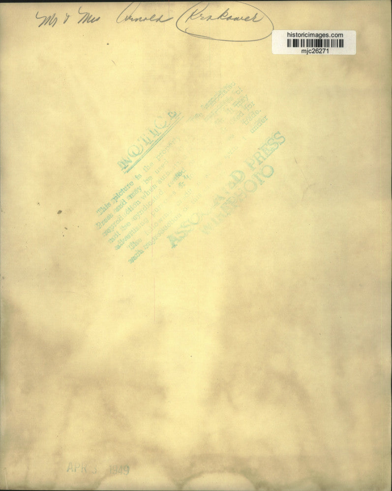 1949 Press Photo Mr. & Mrs. Arnold Krakower honeymoon in Palm Beach, Florida