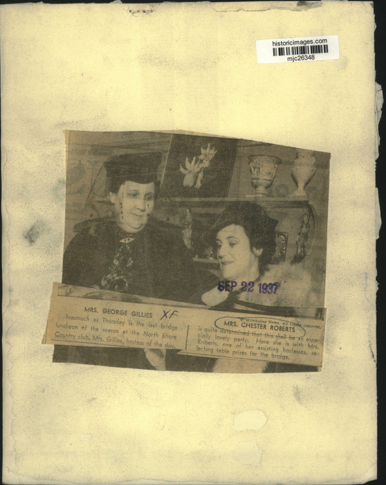 1937 Press Photo Mrs. George Gillies and Mrs. Chester Roberts - mjc26348