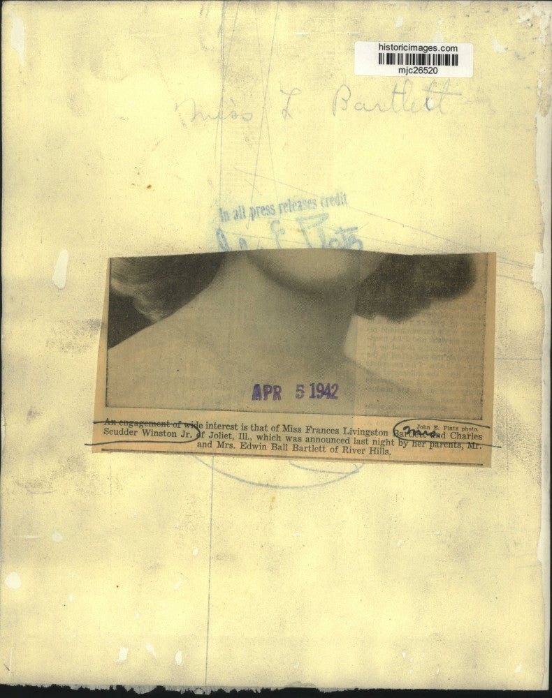 1942 Press Photo Frances Livingston Bartlett, River Hills - mjc26520