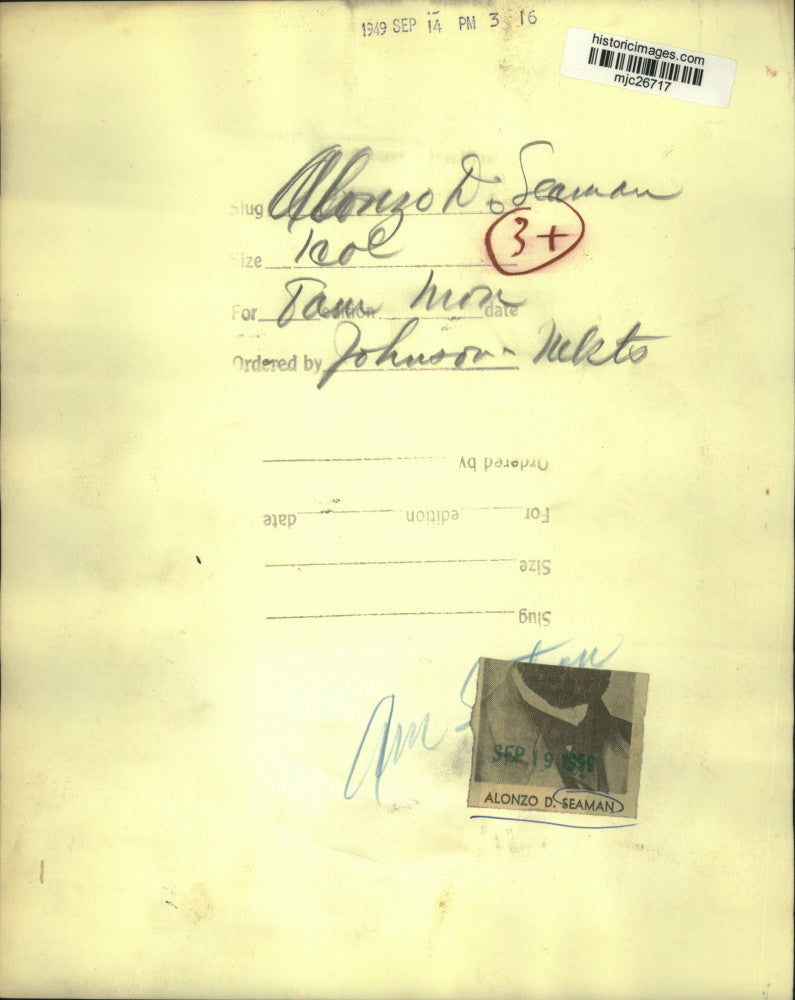 1949 Press Photo Alonzo D. Seaman - mjc26717