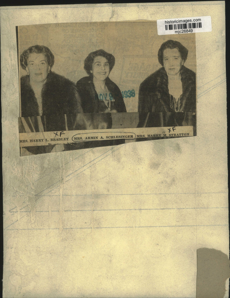 1938 Press Photo Mrs. Harry L. Bradley, Mrs. Armin A. Schlesinger & other