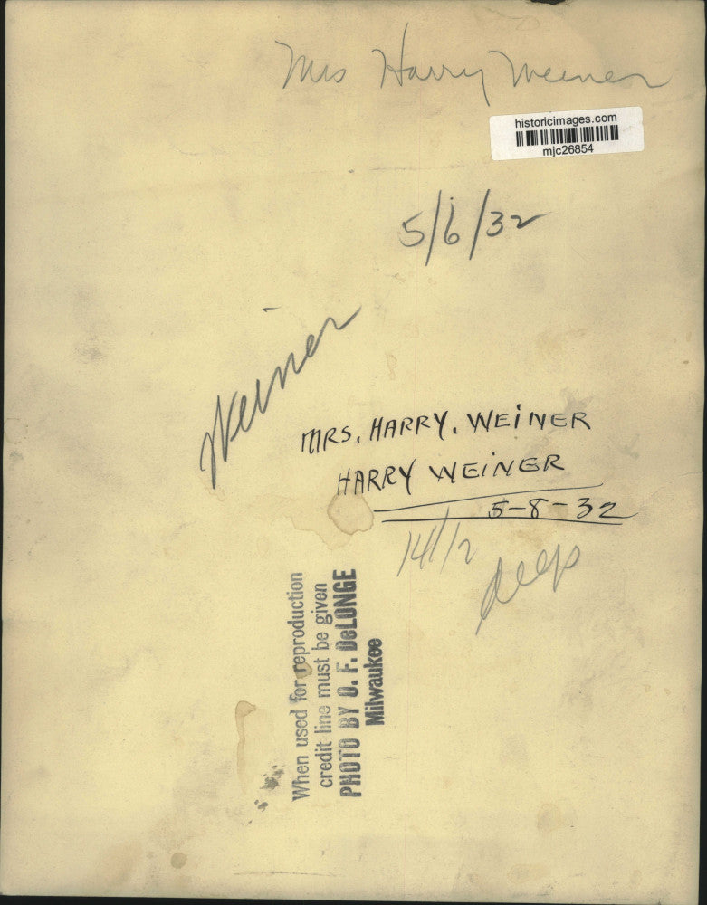1932 Press Photo Mrs. Harry Weiner & Harry Weiner - mjc26854