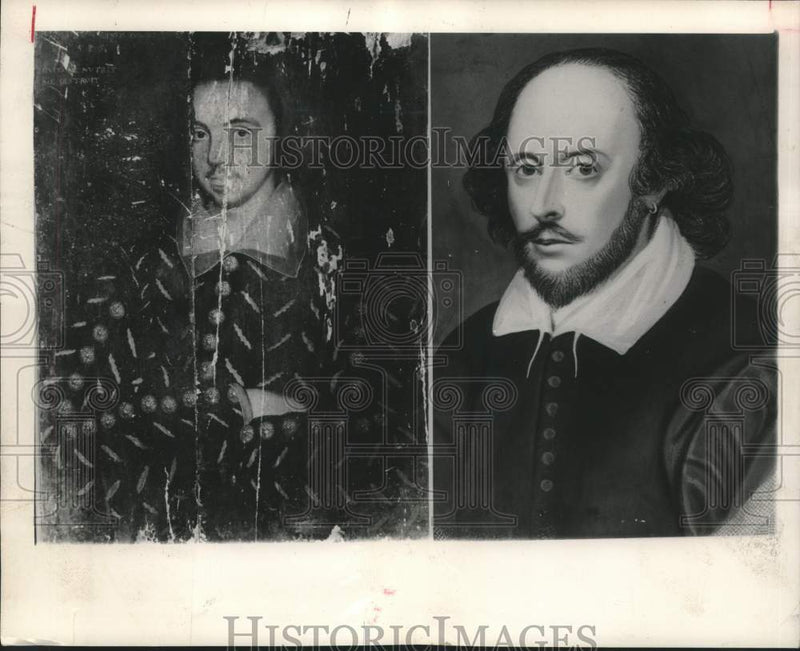Load image into Gallery viewer, 1953 Press Photo Writers, William Shakespeare and Christopher Marlowe pictured.
