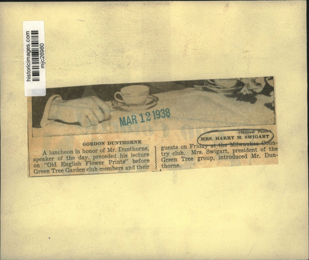 1938 Press Photo Mrs. Harry Swigart and Gordon Dunthorne Green Tree Garden Club