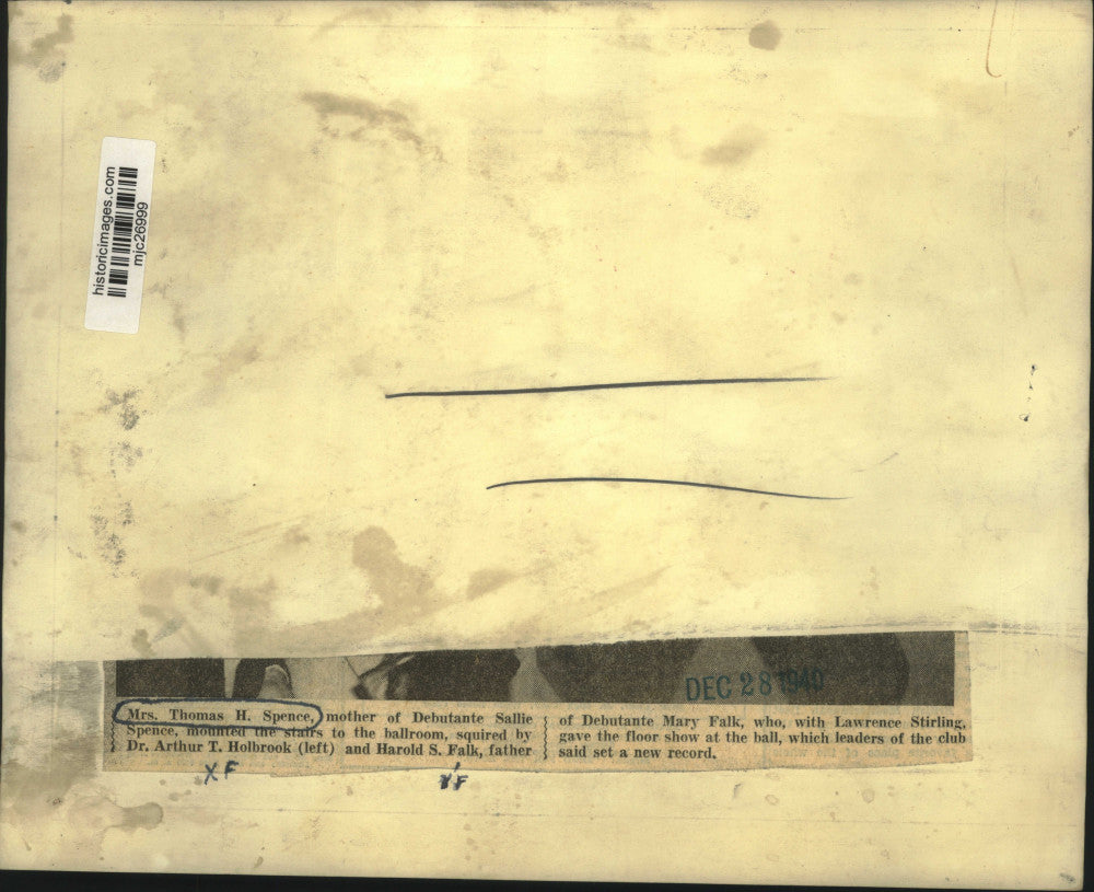 1940 Press Photo Mrs. Thomas Spence, Dr. Arthur Holbrook and Harold Falk at ball