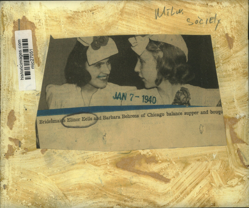 1940 Press Photo Bridesmaids Elinor Eells and Barbara Behrens of Chicago