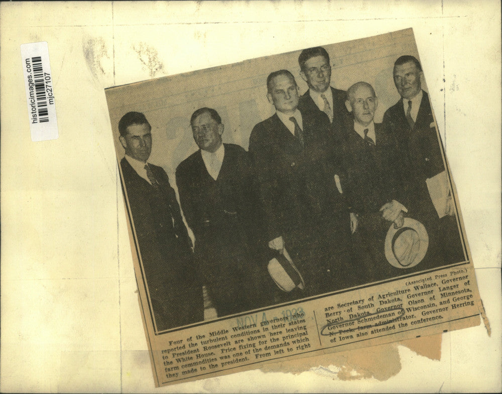 1933 Press Photo Governor Schmedeman and others at the White House - mjc27107